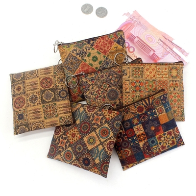 VINTAGE TRUE Holzdruck Kork-Münze-Börse-Borkendruck-Münze-Tasche-Schlüssel-Kleine-Quadrattasche