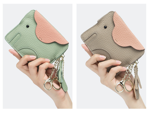 FIRST LAYER Kuhhaut DAMEN'S Münzbeutel NEW ELEPHANT kreative TASSEL Reißverschluss Tasche Leder Schlüssel Tasche Münze Tasche