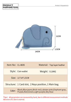 FIRST LAYER Kuhhaut DAMEN'S Münzbeutel NEW ELEPHANT kreative TASSEL Reißverschluss Tasche Leder Schlüssel Tasche Münze Tasche