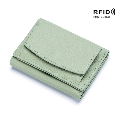 Anti-Diebstahl-Bürste DAMENLEDER WALLET Kurzkartenbeutel Dreifach kleine Geldbörse RFID MINI Rinderhaut-Münze Geldbörse
