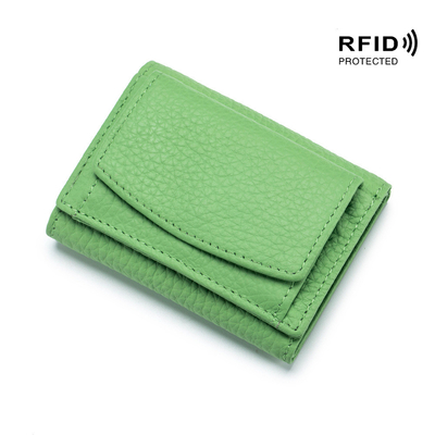 Anti-Diebstahl-Bürste DAMENLEDER WALLET Kurzkartenbeutel Dreifach kleine Geldbörse RFID MINI Rinderhaut-Münze Geldbörse