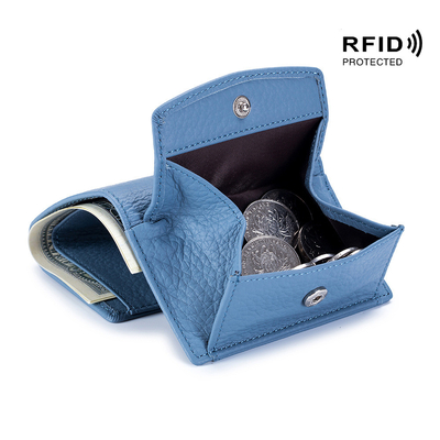 Anti-Diebstahl-Bürste DAMENLEDER WALLET Kurzkartenbeutel Dreifach kleine Geldbörse RFID MINI Rinderhaut-Münze Geldbörse