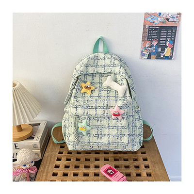Kleine frische Schecktasche, Junior High-School-Rucksack, College-Studentinnen, Herbst- und Winter-Rucksack.