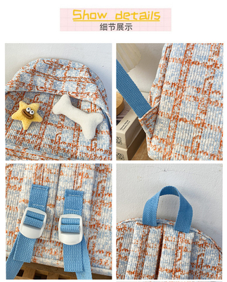 Kleine frische Schecktasche, Junior High-School-Rucksack, College-Studentinnen, Herbst- und Winter-Rucksack.