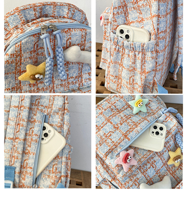 Kleine frische Schecktasche, Junior High-School-Rucksack, College-Studentinnen, Herbst- und Winter-Rucksack.