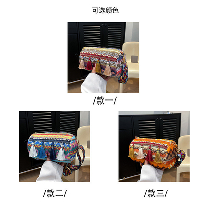 FASHION CHINESE NATIONAL STYLE breite Schulter Gürtel Kissen Tasche Körper Tasche gestreifte Schulter Tasche Damen Tasche