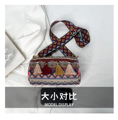 FASHION CHINESE NATIONAL STYLE breite Schulter Gürtel Kissen Tasche Körper Tasche gestreifte Schulter Tasche Damen Tasche