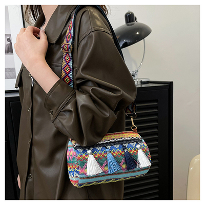 FASHION CHINESE NATIONAL STYLE breite Schulter Gürtel Kissen Tasche Körper Tasche gestreifte Schulter Tasche Damen Tasche