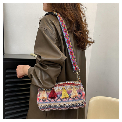 FASHION CHINESE NATIONAL STYLE breite Schulter Gürtel Kissen Tasche Körper Tasche gestreifte Schulter Tasche Damen Tasche
