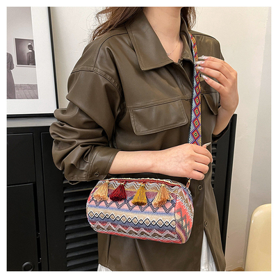 FASHION CHINESE NATIONAL STYLE breite Schulter Gürtel Kissen Tasche Körper Tasche gestreifte Schulter Tasche Damen Tasche