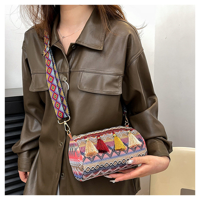 FASHION CHINESE NATIONAL STYLE breite Schulter Gürtel Kissen Tasche Körper Tasche gestreifte Schulter Tasche Damen Tasche