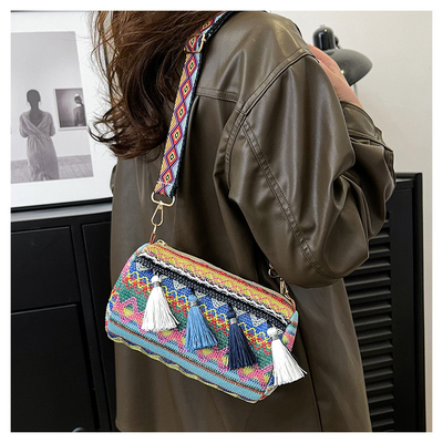 FASHION CHINESE NATIONAL STYLE breite Schulter Gürtel Kissen Tasche Körper Tasche gestreifte Schulter Tasche Damen Tasche