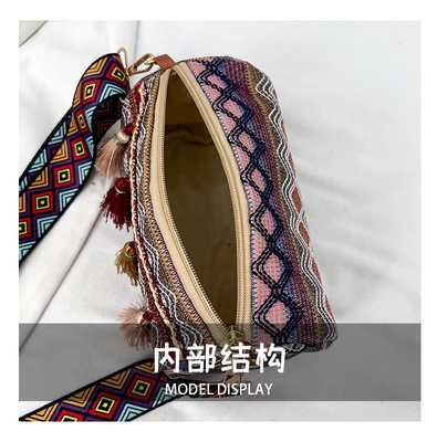 FASHION CHINESE NATIONAL STYLE breite Schulter Gürtel Kissen Tasche Körper Tasche gestreifte Schulter Tasche Damen Tasche