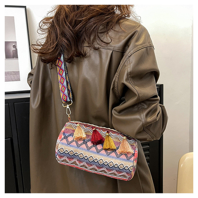 FASHION CHINESE NATIONAL STYLE breite Schulter Gürtel Kissen Tasche Körper Tasche gestreifte Schulter Tasche Damen Tasche