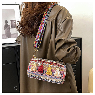 FASHION CHINESE NATIONAL STYLE breite Schulter Gürtel Kissen Tasche Körper Tasche gestreifte Schulter Tasche Damen Tasche