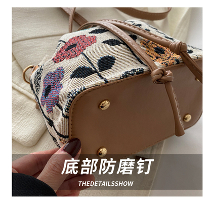 NEUE CHINESE NATIONAL WIND ARMIT BUCKET BAG Einfache Mode-Trend Sommer Neue Leinen-Stil hochwertige Sinn Einzel Schulter