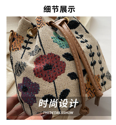 NEUE CHINESE NATIONAL WIND ARMIT BUCKET BAG Einfache Mode-Trend Sommer Neue Leinen-Stil hochwertige Sinn Einzel Schulter