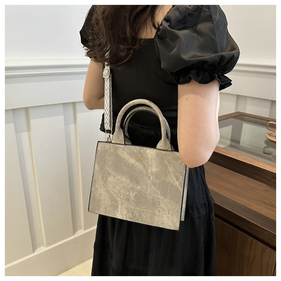 VINTAGE CHIC TEXTURED LETTER TOTE BAG DAMEN'S BAG 2024 NEW LARGE CAPITY FASHION Handtasche mit breitem Gürtel