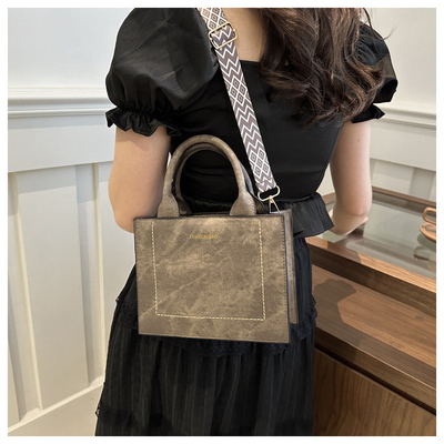 VINTAGE CHIC TEXTURED LETTER TOTE BAG DAMEN'S BAG 2024 NEW LARGE CAPITY FASHION Handtasche mit breitem Gürtel