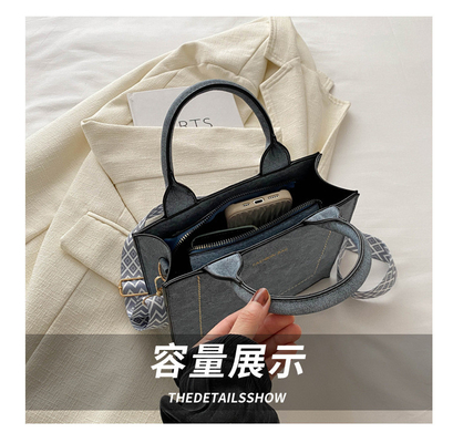 VINTAGE CHIC TEXTURED LETTER TOTE BAG DAMEN'S BAG 2024 NEW LARGE CAPITY FASHION Handtasche mit breitem Gürtel