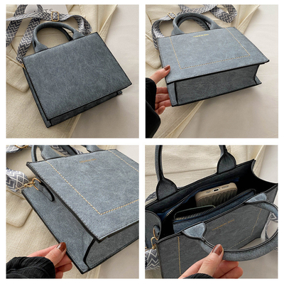 VINTAGE CHIC TEXTURED LETTER TOTE BAG DAMEN'S BAG 2024 NEW LARGE CAPITY FASHION Handtasche mit breitem Gürtel