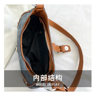 FRENCHISCHE MODE Casual Unterarmtasche Frauen 2024 Neue Textur Baguette Tasche Einfache Farbe Patchwork Schultertasche TIDE