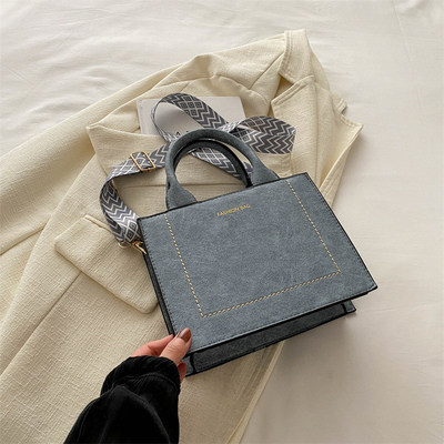 VINTAGE CHIC TEXTURED LETTER TOTE BAG DAMEN'S BAG 2024 NEW LARGE CAPITY FASHION Handtasche mit breitem Gürtel