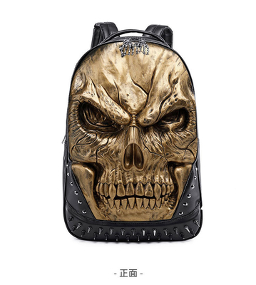 3D PU Leder Schädel Rucksack - Rucksacks Dampf-Punk Rivet Persönlichkeit Reisetasche Hochschul-/Hochschultaschen Büchertasche