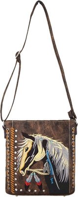 WESTERN STYLE Pferd BURSE Broderierte Blüten Rhinestone STUDIEN Krosskörper Handtaschen Cowgirl Land Frauen Single-SHOULDER B