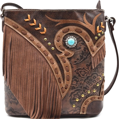 WESTERN COWGIRL MODE STYLE LEDER FRIESCH KREISFÜGER Handtaschen Frauen Handtasche LAND ALTWÄCHTliche Schultertasche