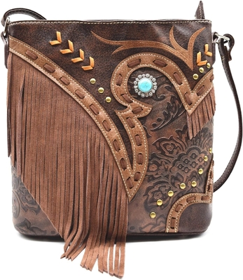 WESTERN COWGIRL MODE STYLE LEDER FRIESCH KREISFÜGER Handtaschen Frauen Handtasche LAND ALTWÄCHTliche Schultertasche