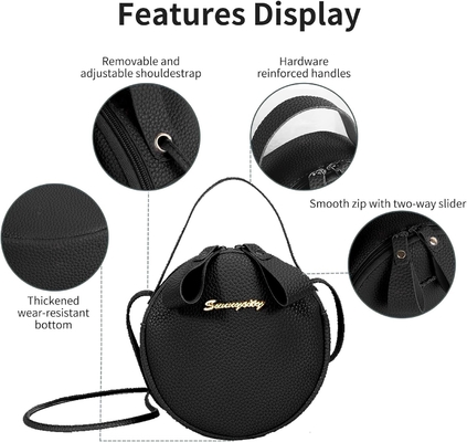 DAMEN'S SHOULDER BAG Crossbody BAG, CHIC RUND SHOULDER BAG mit Reißverschluss und verstellbarem Gurt, Crossbody Handtasche Handtasche FO