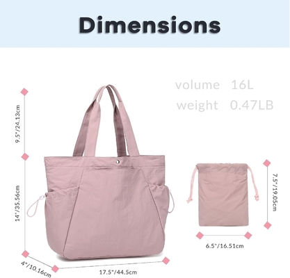 BTOOP TOTE BAG für DAMEN, FOLDABLE BEACH GYM BAGS, SEITEN-CINCH LEICHTE SCHULTERTASCHEN für Reisen, Arbeit