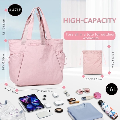 BTOOP TOTE BAG für DAMEN, FOLDABLE BEACH GYM BAGS, SEITEN-CINCH LEICHTE SCHULTERTASCHEN für Reisen, Arbeit