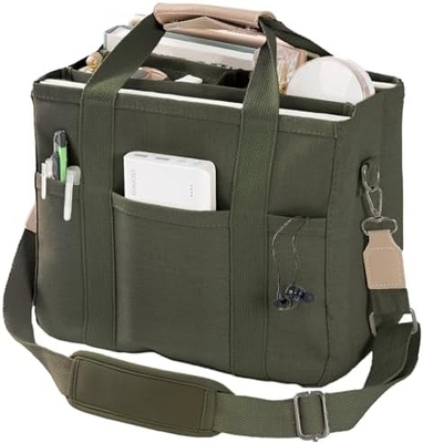Leinwand-Tote-Tasche mit mehreren Taschen Crossbody-Tote-Tasche für Frauen Trendy Schulter-Handtasche Alles Tote-Tasche mit Compart