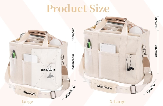 Leinwand-Tote-Tasche mit mehreren Taschen Crossbody-Tote-Tasche für Frauen Trendy Schulter-Handtasche Alles Tote-Tasche mit Compart