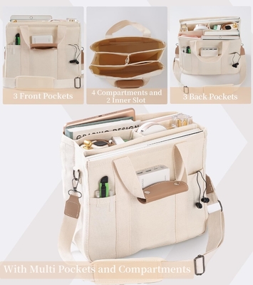 Leinwand-Tote-Tasche mit mehreren Taschen Crossbody-Tote-Tasche für Frauen Trendy Schulter-Handtasche Alles Tote-Tasche mit Compart