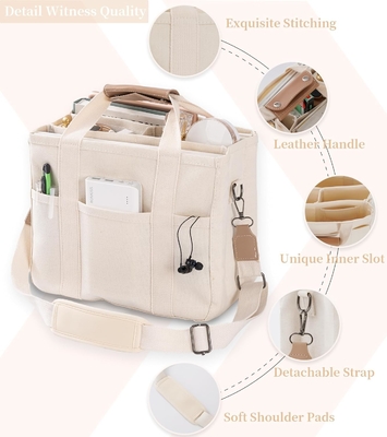 Leinwand-Tote-Tasche mit mehreren Taschen Crossbody-Tote-Tasche für Frauen Trendy Schulter-Handtasche Alles Tote-Tasche mit Compart