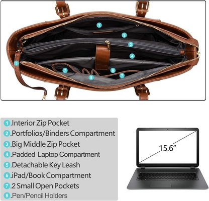 LOVEVOOK Laptop-Tasche für Frauen, Leder-Computer-Tasche, Berufs-Arbeitsbeutel, Lehrer/Anwalt,