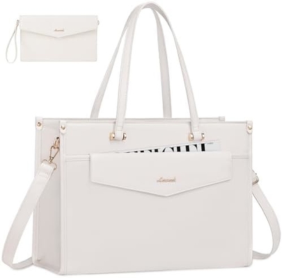 LOVEVOOK Laptop-Tasche für Frauen, 15,6 Zoll Laptop-Tote-Tasche 2-in-1 Professionelle Arbeitstasche Geschäftsmappe mit Kupplung