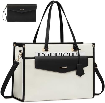 LOVEVOOK Laptop-Tasche für Frauen, 15,6 Zoll Laptop-Tote-Tasche 2-in-1 Professionelle Arbeitstasche Geschäftsmappe mit Kupplung