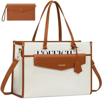 LOVEVOOK Laptop-Tasche für Frauen, 15,6 Zoll Laptop-Tote-Tasche 2-in-1 Professionelle Arbeitstasche Geschäftsmappe mit Kupplung