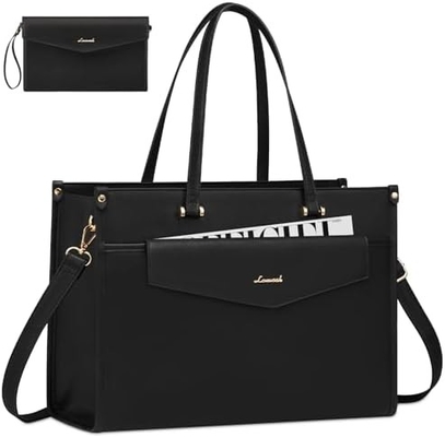 LOVEVOOK Laptop-Tasche für Frauen, 15,6 Zoll Laptop-Tote-Tasche 2-in-1 Professionelle Arbeitstasche Geschäftsmappe mit Kupplung