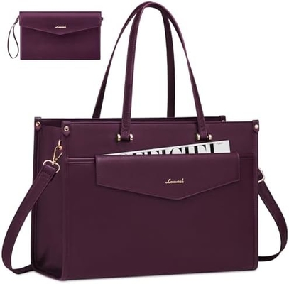 LOVEVOOK Laptop-Tasche für Frauen, 15,6 Zoll Laptop-Tote-Tasche 2-in-1 Professionelle Arbeitstasche Geschäftsmappe mit Kupplung