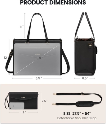LOVEVOOK Laptop-Tasche für Frauen, 15,6 Zoll Laptop-Tote-Tasche 2-in-1 Professionelle Arbeitstasche Geschäftsmappe mit Kupplung