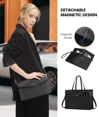 LOVEVOOK Laptop-Tasche für Frauen, 15,6 Zoll Laptop-Tote-Tasche 2-in-1 Professionelle Arbeitstasche Geschäftsmappe mit Kupplung
