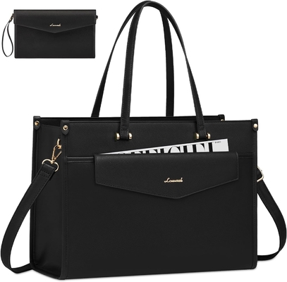 LOVEVOOK Laptop-Tasche für Frauen, 15,6 Zoll Laptop-Tote-Tasche 2-in-1 Professionelle Arbeitstasche Geschäftsmappe mit Kupplung