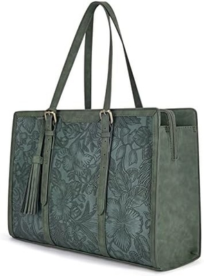 Für DAMEN 15,6 Zoll TOTE BAGEN PU Leder Computerbeutel für das Büro mit 3 Schichten Abteilungen