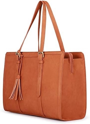 Für DAMEN 15,6 Zoll TOTE BAGEN PU Leder Computerbeutel für das Büro mit 3 Schichten Abteilungen