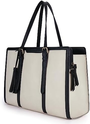 Für DAMEN 15,6 Zoll TOTE BAGEN PU Leder Computerbeutel für das Büro mit 3 Schichten Abteilungen